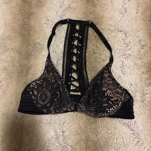 Black Lace Bra with Braided Back - NEW Size 32B
